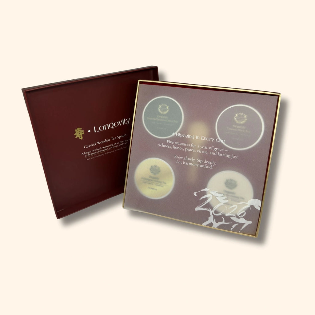 Five Blessings of Harmony organic tea gift set by The Green Alchemist
Loose Tea
Organic Tea
Black Tea
Oolong Tea
Green Tea
Five Blessings of Harmony Collection
TGA
The Green Alchemist
CNY 2026
Lunar New Year Tea Gift Set
Organic Loose Leaf
Organic Loose Tea
Tea Set
Red Gift Box
Tea Tins